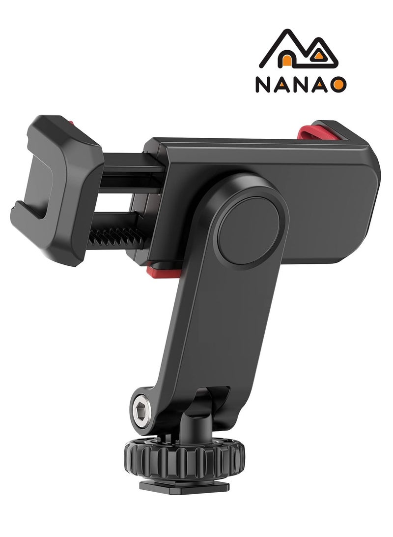 NANAO Phone Tripod Mount ST-06S Universal Smartphone Mount Adapter with 2 Cold Shoe 360° Rotates and Adjustable Cell Phone Clip Clamp Holder Compatible with All Phones Photography Lights And Other Equipment - Image 1