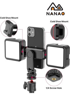NANAO Phone Tripod Mount ST-06S Universal Smartphone Mount Adapter with 2 Cold Shoe 360° Rotates and Adjustable Cell Phone Clip Clamp Holder Compatible with All Phones Photography Lights And Other Equipment  - Image 3
