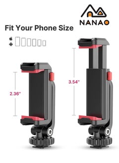 NANAO Phone Tripod Mount ST-06S Universal Smartphone Mount Adapter with 2 Cold Shoe 360° Rotates and Adjustable Cell Phone Clip Clamp Holder Compatible with All Phones Photography Lights And Other Equipment  - Image 4