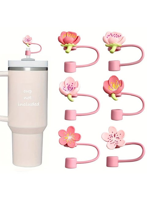 Stanley Cup Accessories Set Including 6 Pcs Silicone Straw Cover Cap, for 9-10 mm Straws,flowers Straw Cover Cap Set