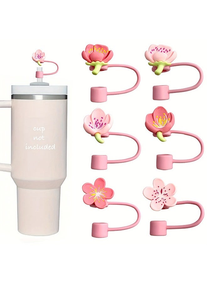 Stanley Cup Accessories Set Including 6 Pcs Silicone Straw Cover Cap, for 9-10 mm Straws,flowers Straw Cover Cap Set