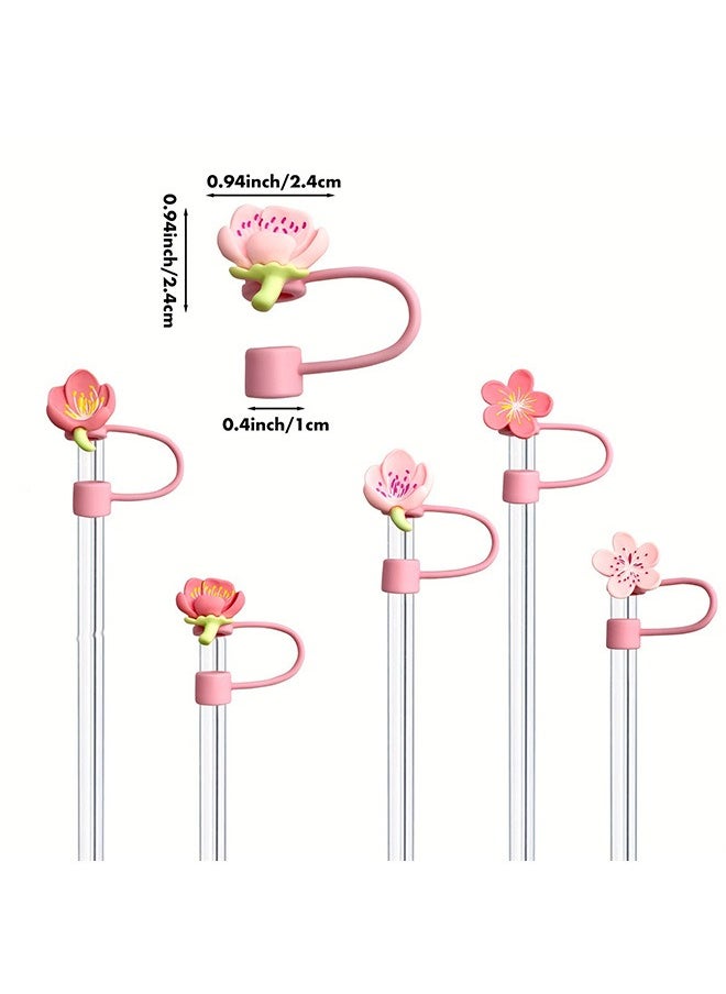 Stanley Cup Accessories Set Including 6 Pcs Silicone Straw Cover Cap, for 9-10 mm Straws,flowers Straw Cover Cap Set