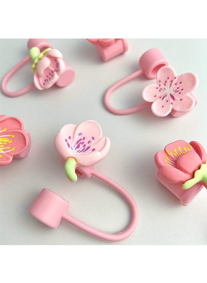 Stanley Cup Accessories Set Including 6 Pcs Silicone Straw Cover Cap, for 9-10 mm Straws,flowers Straw Cover Cap Set