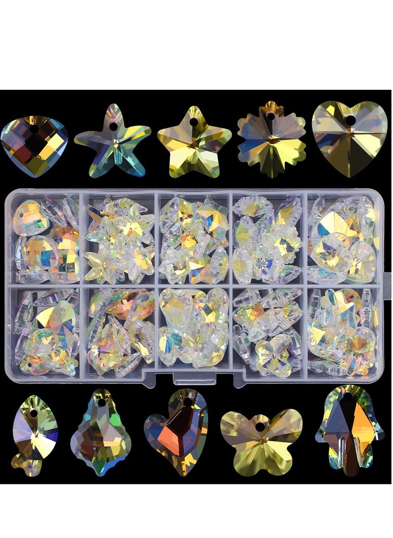 MissTiara 100pcs 10 types of Crystal Glass pendant Kit For Jewelry Bracelet Necklace And Art Craft  Include Butterfly Seashell starfish Ice flower etc.  - Image 2