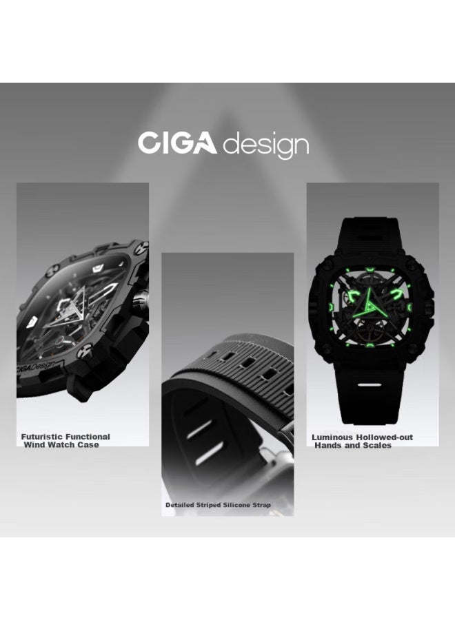 CIGA Design ساعة ميكانيكية طاقة العين الهيكلية الكاملة من سيغا ديزاين، ساعة يد عصرية للرجال، هدية رأس السنة - Image 2