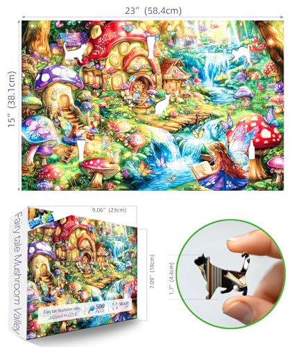 Blueforest Dreamy Mushroom Valley 500 Piece Puzzle for Adults Fun Puzzles for Adults 500 Pieces with HD Print Poster 23 X 15 Dust Free for Gifts Halloween Christmas Family Games Lovers - Image 5
