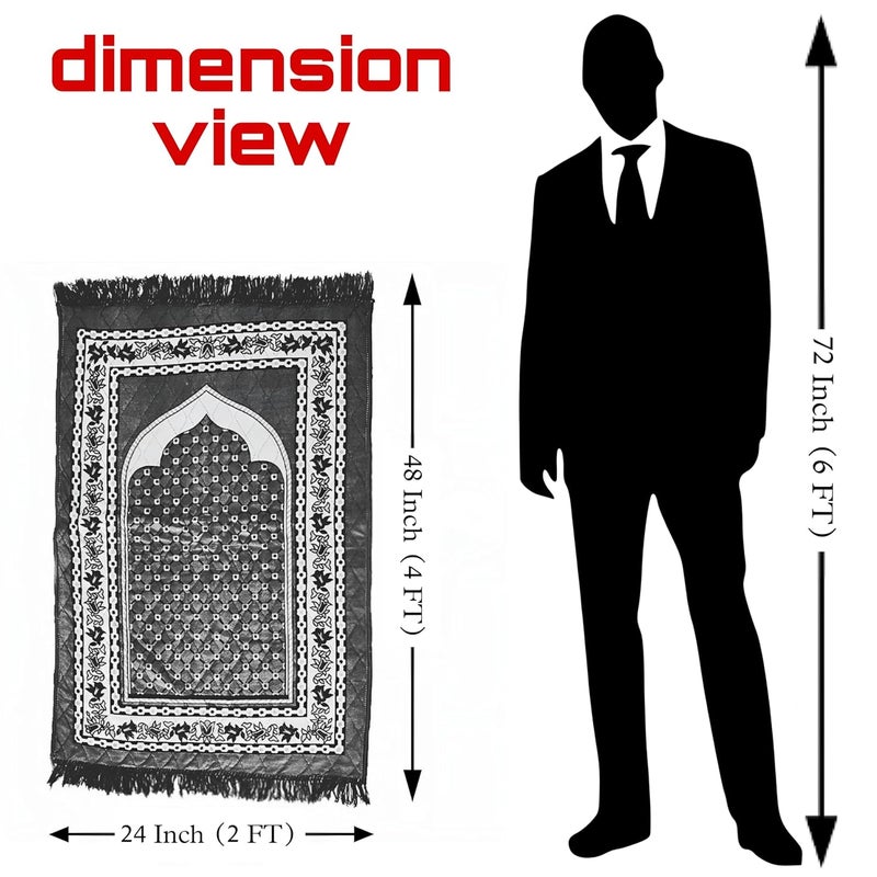 Dulhan CrossStiched Velvet Janamaz Thick Anti Skid Soft and Comfortable Big Prayer Mat Golden 4 x 2 Feet Dulhan - Image 2