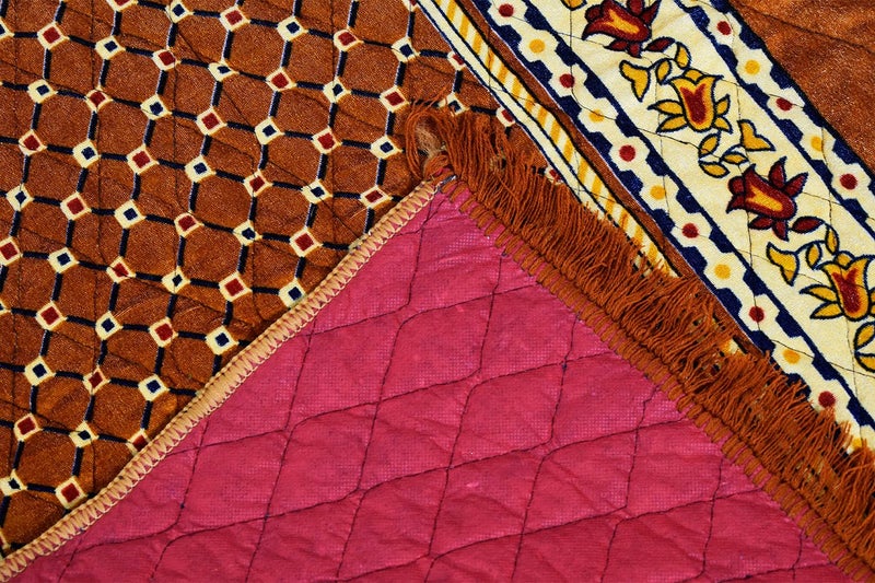 Dulhan CrossStiched Velvet Janamaz Thick Anti Skid Soft and Comfortable Big Prayer Mat Golden 4 x 2 Feet Dulhan - Image 5