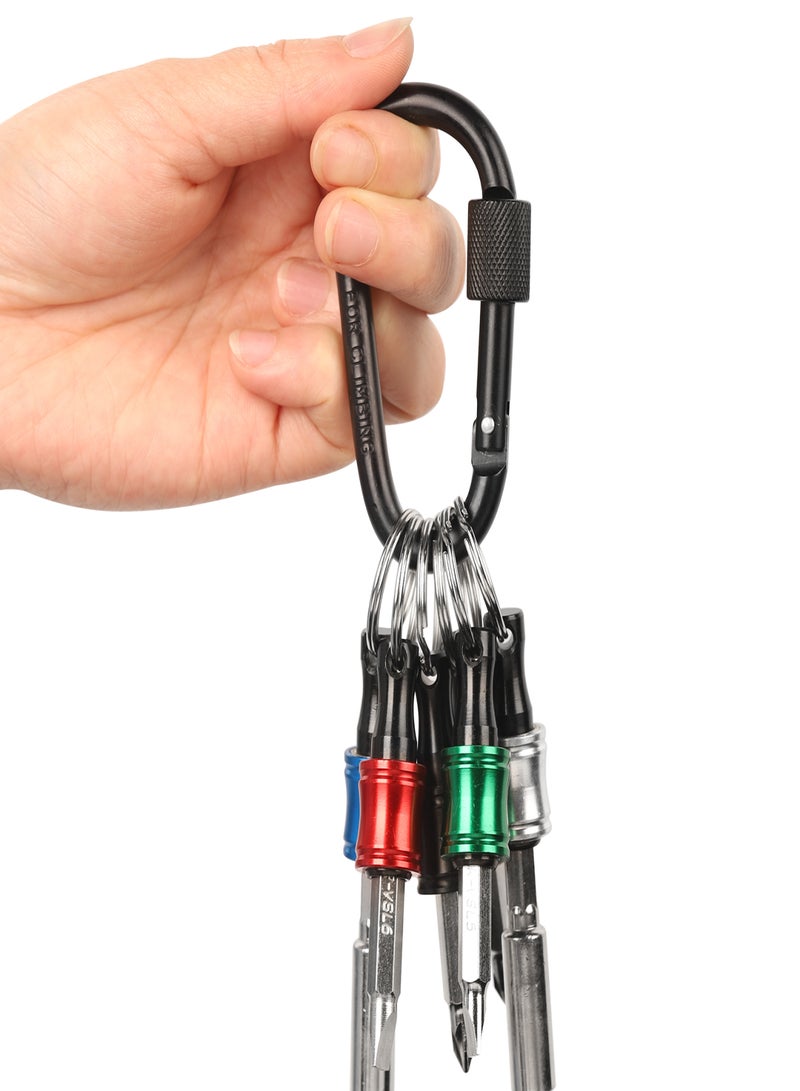 Katerk 1/4inch Hex Shank Aluminum Alloy Screwdriver Bits Holder Extension Bar Drill Screw Adapter Change Keychain Portable（24PC color with black carabiner） - Image 5
