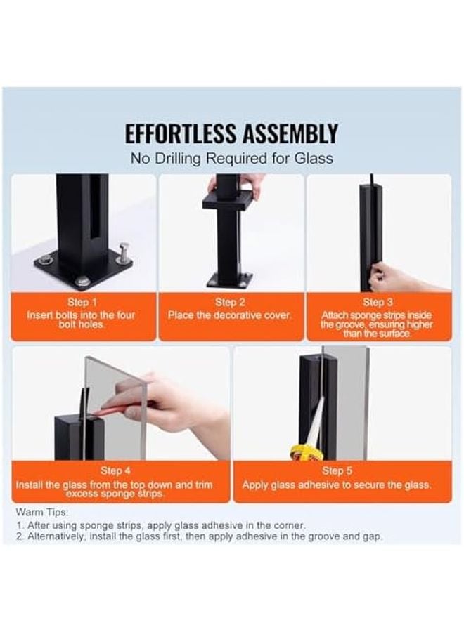 Black 304 Stainless Steel Glass Railing Brackets For 0 39 0 47 Inch Tempered Glass - Image 3