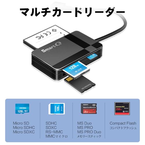 SmartQ C368 USB 3.0 Card Reader - Plug & Play, Compatible with Apple & Windows, Supports SD, Micro SD, MS, CF Cards - Image 2