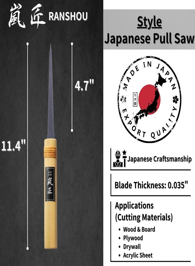 RANSHOU Japanese Pull Saw Woodworking Mini Keyhole Saw 4-3/4" Made in JAPAN, Ryoba Double-Edge Handsaw for Wood, Plywood, Drywall, Sheetrock, Gypsum Board, Plasterboard, Wood Handle - Image 2