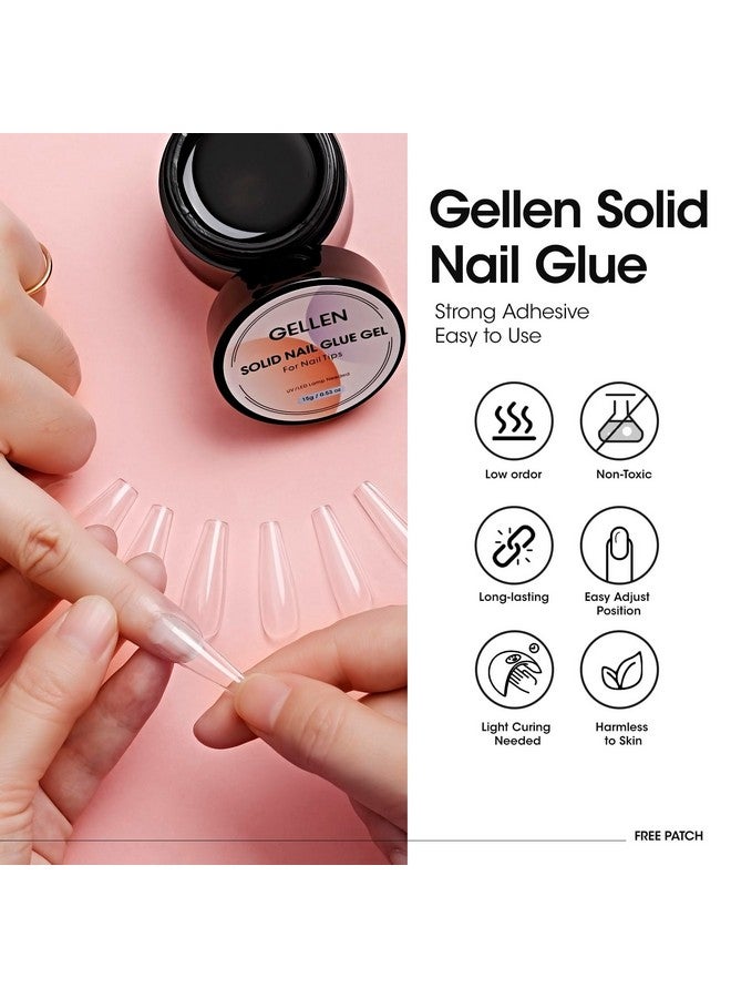 Gellen Solid Nail Glue Gel For False Nail Tips Huge Capacity 15G Press On Nail Glue Solid Acrylic Nail Glue Gel For Salon Art Diy At Home Need Uv Light Cured - Image 3
