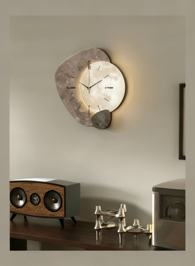 【40x40cm Large Moon Decor Clock】Heavy-Duty MDF & Resin Material, Silent Luxury Wall Clock with 3D Visual Depth for Bedroom Living Room Housewarming Gift - Image 1