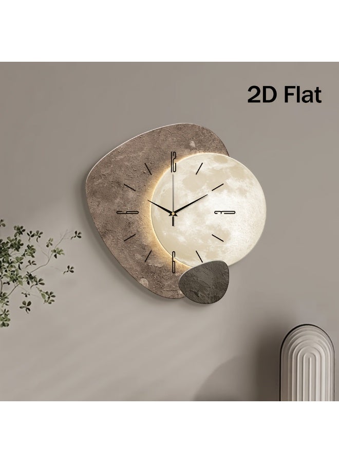 【40x40cm Large Moon Decor Clock】Heavy-Duty MDF & Resin Material, Silent Luxury Wall Clock with 3D Visual Depth for Bedroom Living Room Housewarming Gift - Image 4