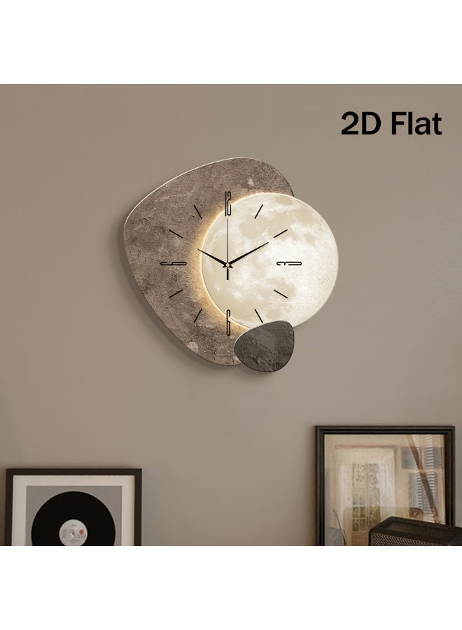 【40x40cm Large Moon Decor Clock】Heavy-Duty MDF & Resin Material, Silent Luxury Wall Clock with 3D Visual Depth for Bedroom Living Room Housewarming Gift - Image 5