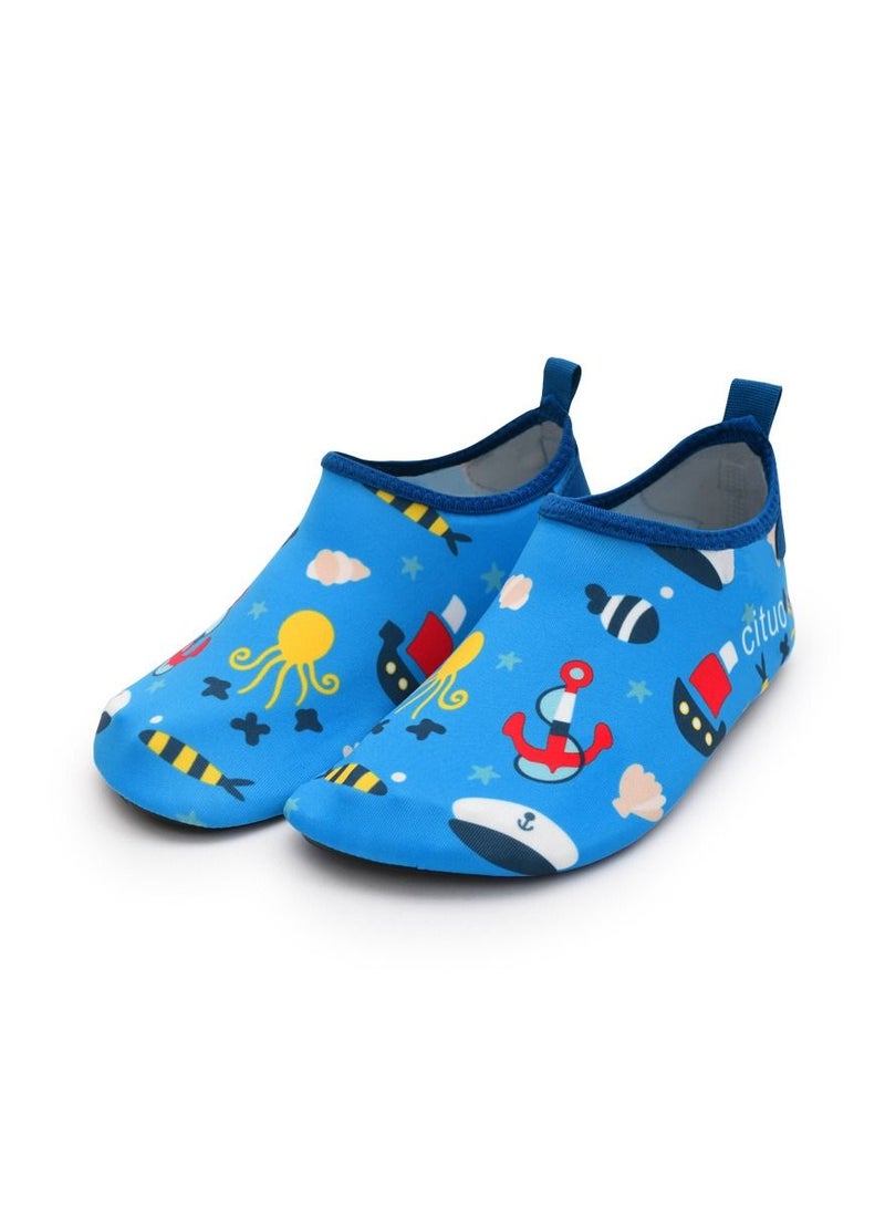Loquat Children's Beach Shoes, Swimming Shoes, Skin Friendly Shoes Blue octopus - Image 1
