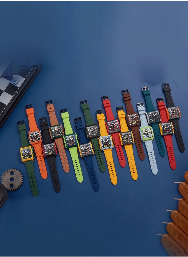 T5 Men's Chronograph Square Dial Silicone Strap Watch