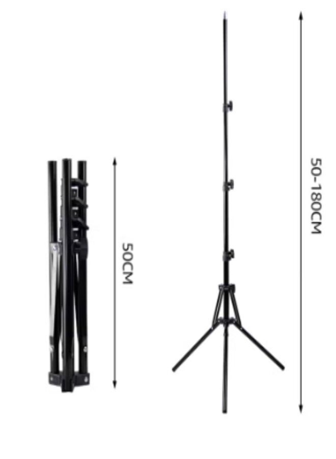 180cm Reverse Folding Leg Light Stand Adjustable Height Four Sections Tripod Black  - Image 3