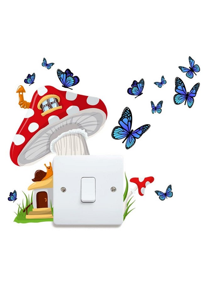 LiveGallery Glow in The Dark Big Mushroom Wall Sticker Luminous Snail House Wall Decals Grass Blue Butterfly Light Switch Stickers for Girls Bedroom Nursery Living Room Bathroom Playroom Ceiling Decor Kids Gift - Image 1