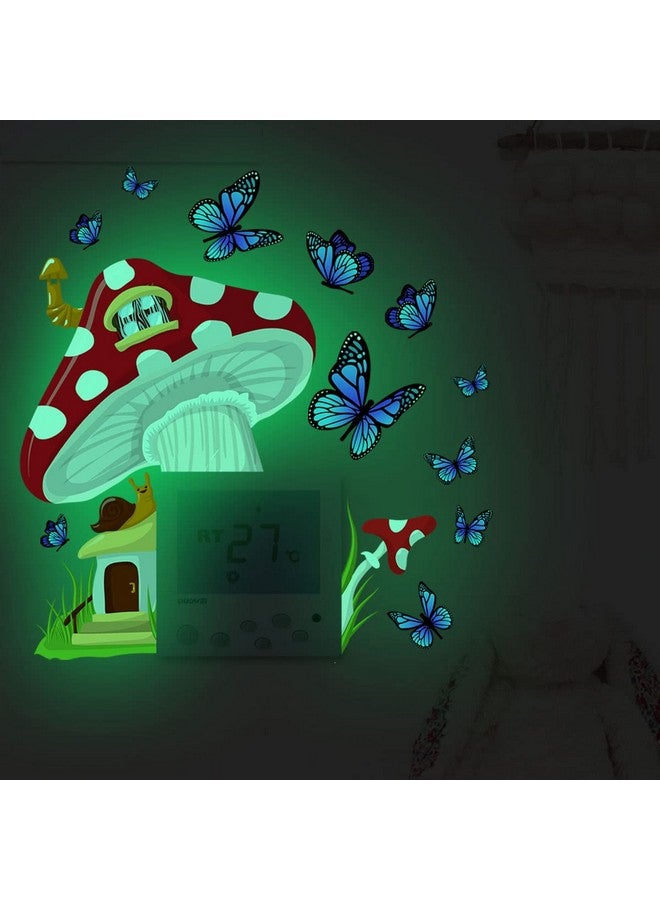 LiveGallery Glow in The Dark Big Mushroom Wall Sticker Luminous Snail House Wall Decals Grass Blue Butterfly Light Switch Stickers for Girls Bedroom Nursery Living Room Bathroom Playroom Ceiling Decor Kids Gift - Image 5
