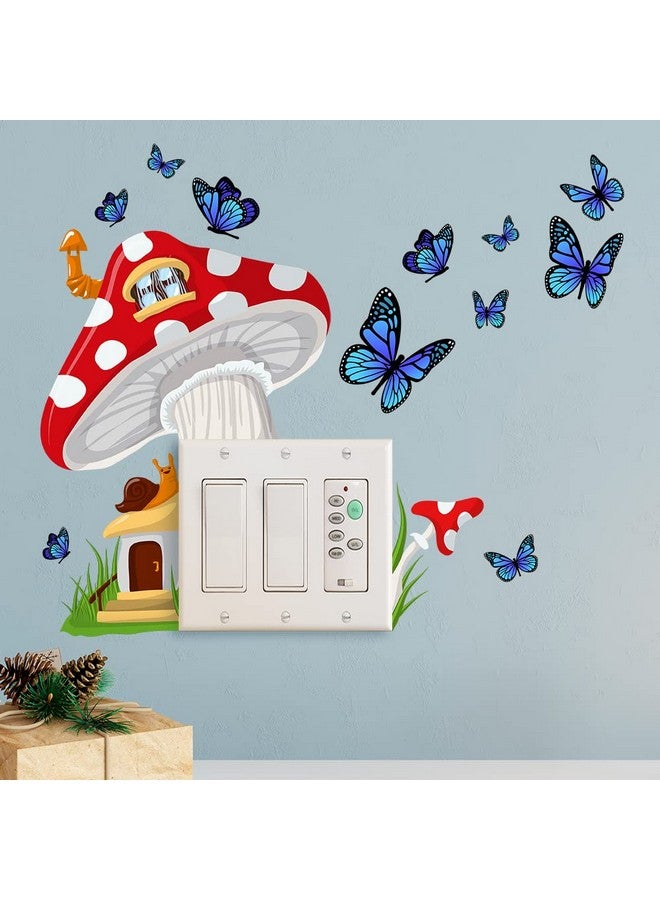 LiveGallery Glow in The Dark Big Mushroom Wall Sticker Luminous Snail House Wall Decals Grass Blue Butterfly Light Switch Stickers for Girls Bedroom Nursery Living Room Bathroom Playroom Ceiling Decor Kids Gift - Image 4