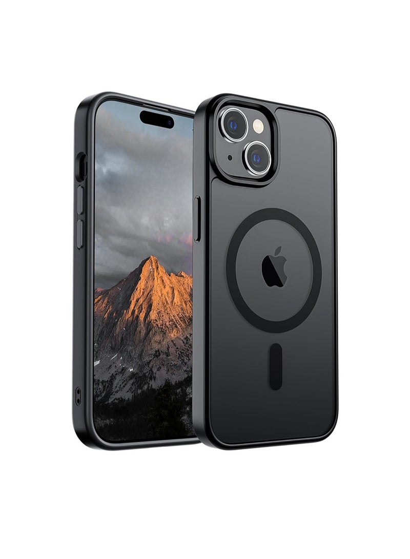 WRISTWISE Case Cover for iPhone 15 Translucent Matte Shockproof Phone Cover, Black - Image 1