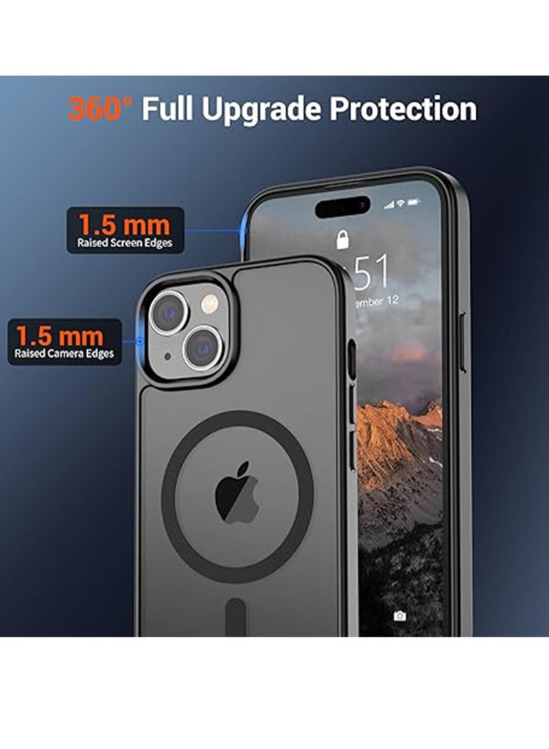 WRISTWISE Case Cover for iPhone 15 Translucent Matte Shockproof Phone Cover, Black - Image 2