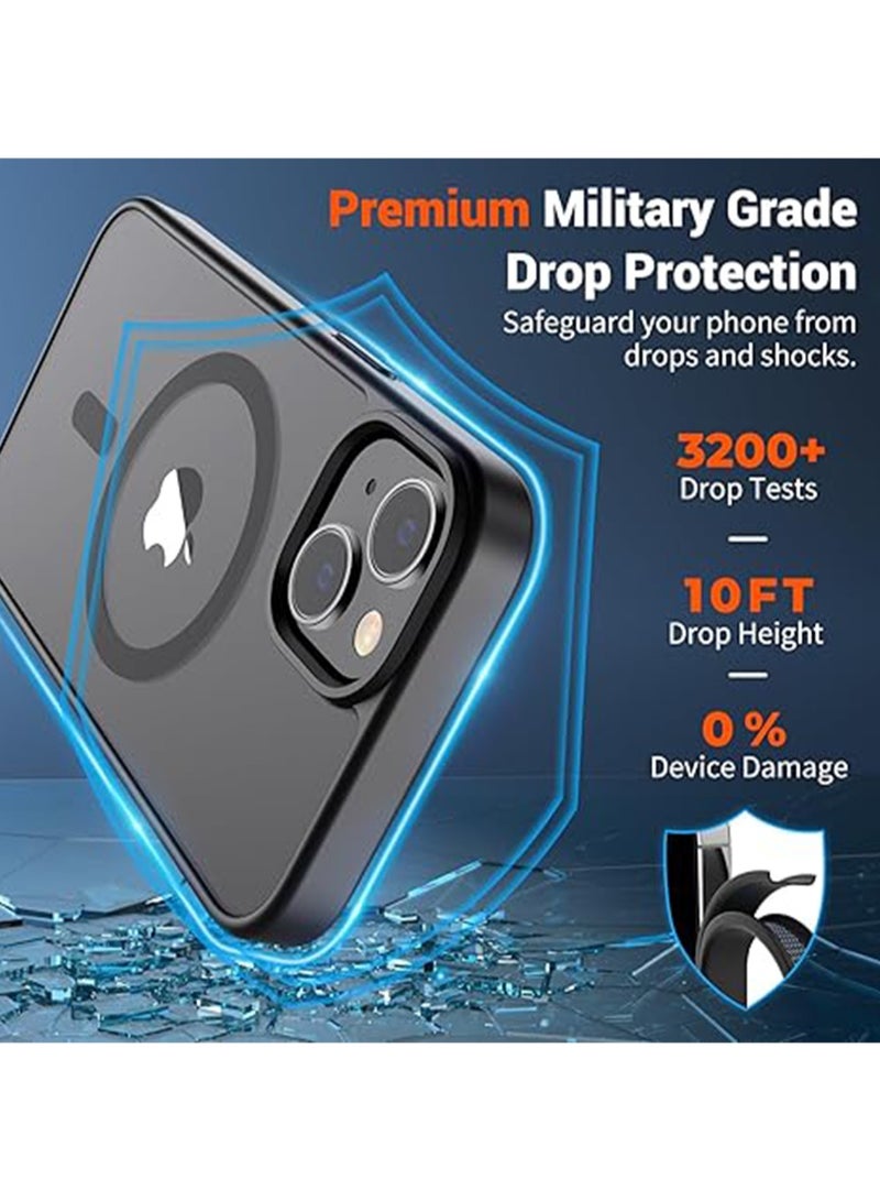 WRISTWISE Case Cover for iPhone 15 Translucent Matte Shockproof Phone Cover, Black - Image 5