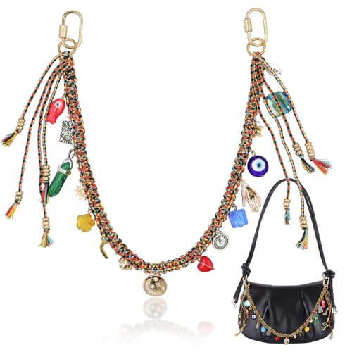 Gaiett Bag Charms, Beaded Rope Braided Bag Charm Chain, Purse Charms for Handbags, Purse Accessories for Women - Image 1