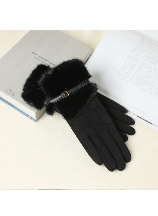 Girl's gloves, winter touch screen, comfortable velvet warm and thick warm gloves, cold and windproof gloves - Image 1