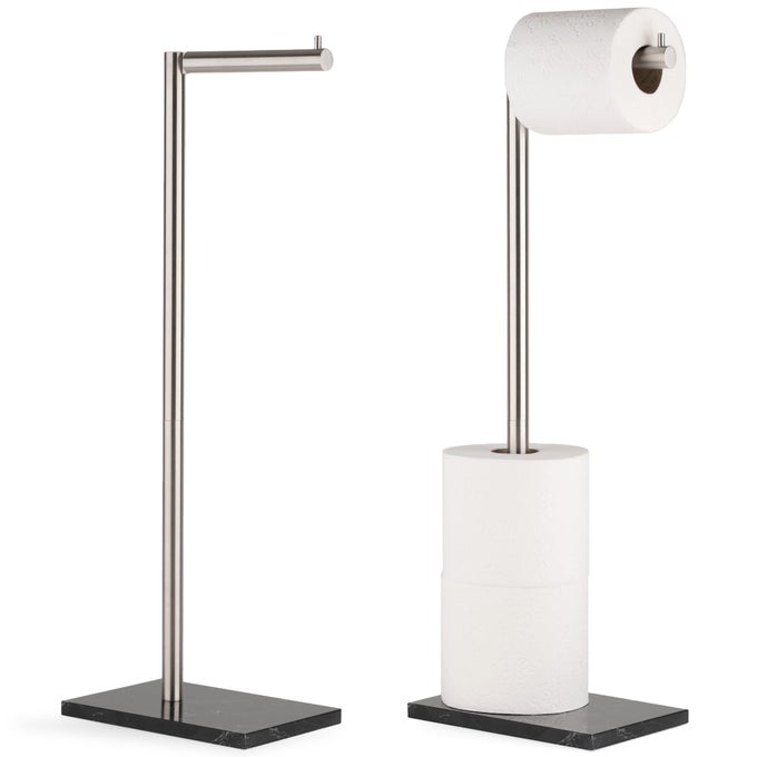 FREE STANDING BRUSHED NICKEL TOILET PAPER HOLDER STAND 4 JUMBO ROLL BATHROOM HARDWARE STANDING TOILET PAPER HOLDER STAINLESS STEEL TOILET PAPER STAND BRUSHED STEELBLACK MARBLE