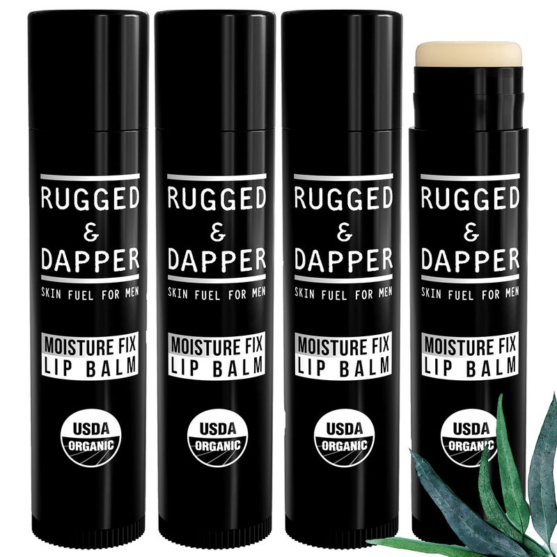 RUGGED & DAPPER بلسم شفاه عضوي للرجال، شابستيك عضوي للرجال، بلسم شفاه للرجال، شابستيك طبيعي للرجال، بلسم شفاه عضوي بنكهة النعناع، بلسم شفاه بنكهة النعناع، بلسم شفاه طبيعي بالكامل للرجال، علاج الشفاه - Image 1