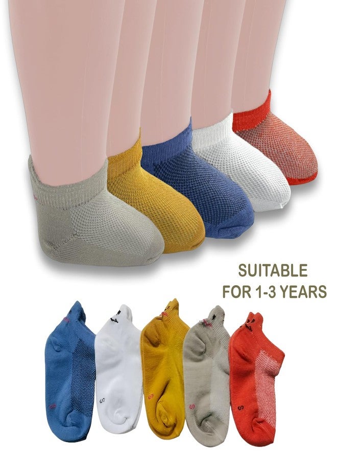 MOMISY Children's Socks, 5 Pairs, Baby and Kids Size (IN, Age, 1 Year, 3 Years, SolidSmiley) - Image 4