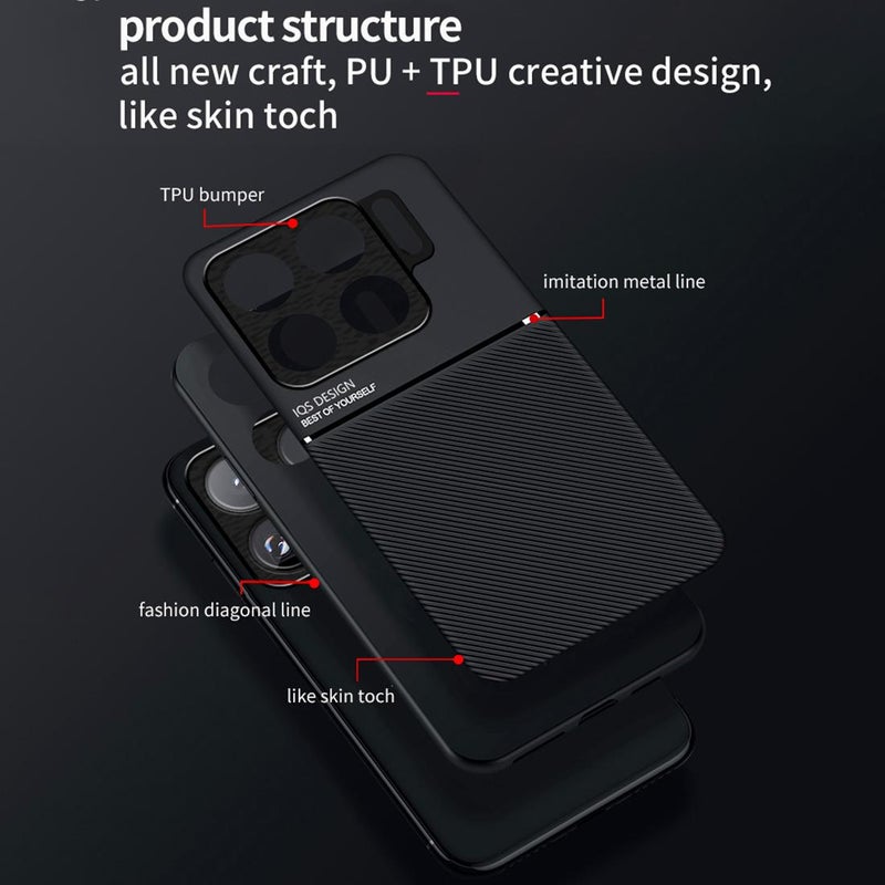 HuHa Case Cover For Xiaomi 15S Pro Classic Tilt Strip Grain Magnetic PC Hybrid TPU Phone Case(Blue) - Image 4