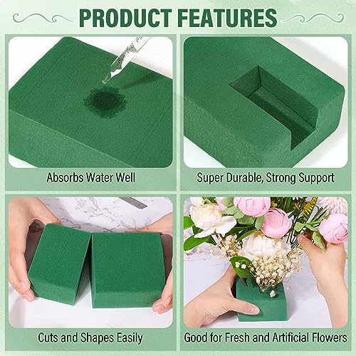 Audab 6 Pcs Floral Foam Blocks for Flower Arrangement, Wet and Dry Green Floral Foam for Wedding, Birthdays, Home Decorations (Small Size 5.5” L x 3.1” W x 1.7” H) - Image 3