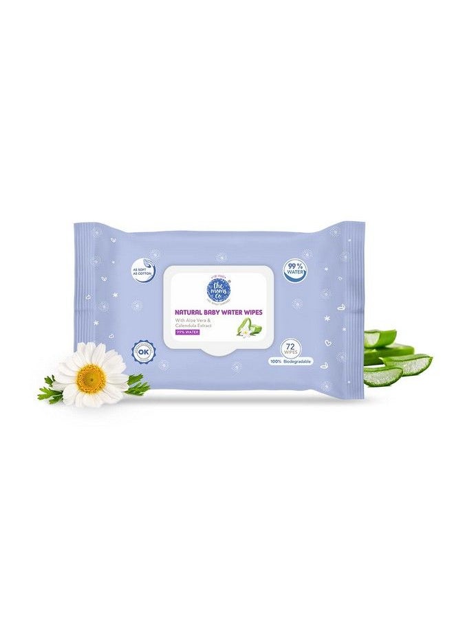 The Moms Co - Natural 99% Water Baby Wipes L Prevents Rashes L Nourishes & Soothes Skin L With Aloe Vera & Calendula Extract L 72 Wipes L Pack Of 1 - Image 1