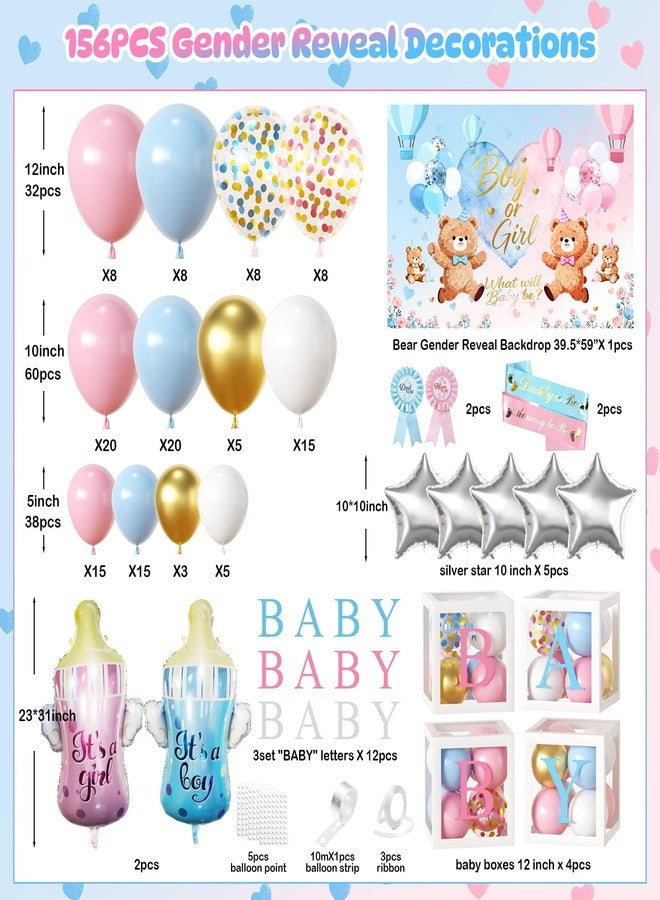 GAILROSO Bear Gender Reveal Baby Shower Decorations Party Kit,167pcs Pink Blue Balloon Garland Arch,Backdrop,Balloon Boxes,and Cute Gender Reveal Supplies for Boy or Girl Baby Shower,Gender Reveal Party - Image 3
