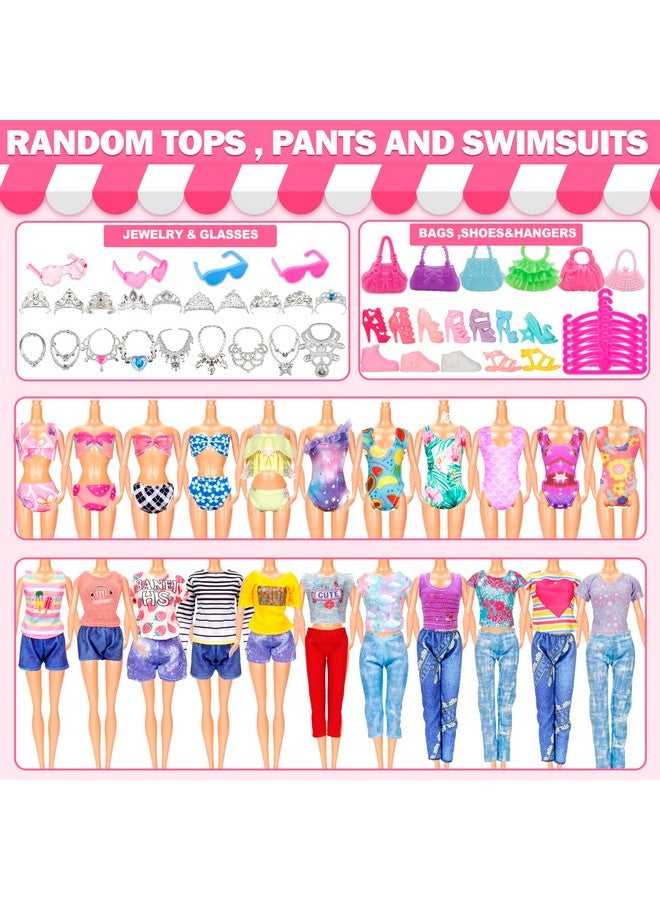 Bymore 70 Pcs Doll Clothes And Accessories Kit, Including 4 Princess Gowns 8 Fashion Dresses 3 Tops 3 Pants 2 Bikini Swimsuits 20 Shoes 10 Hangers 20 Accessories For 11"-12" Dolls - Image 5