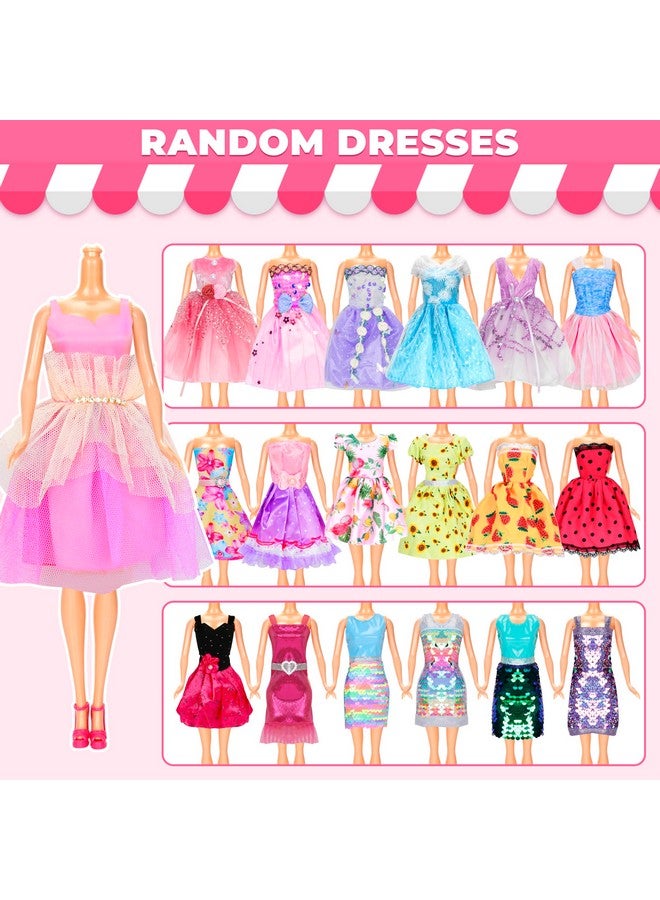 Bymore 70 Pcs Doll Clothes And Accessories Kit, Including 4 Princess Gowns 8 Fashion Dresses 3 Tops 3 Pants 2 Bikini Swimsuits 20 Shoes 10 Hangers 20 Accessories For 11"-12" Dolls - Image 4