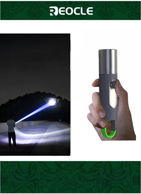 Rechargeable Flashlights Portable Flashlight Lanterns High Lumens Zoomable Flashlight 3 Modes with Side Light Carabiner Clip Handheld Torch for Emergency & Cycling & Camping