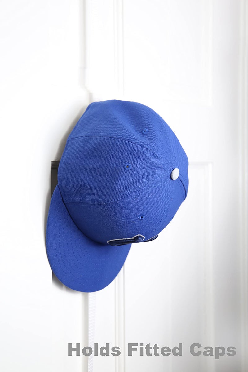 Perfect Curve Hat Organizer Cap Rack FAV | Hat Racks | Hold up to 40 caps | Over Door Organizer for Baseball Hat | Fitted & Adjustable Caps & Visors | Door Slam Proof | 2 Straps | White - Image 4
