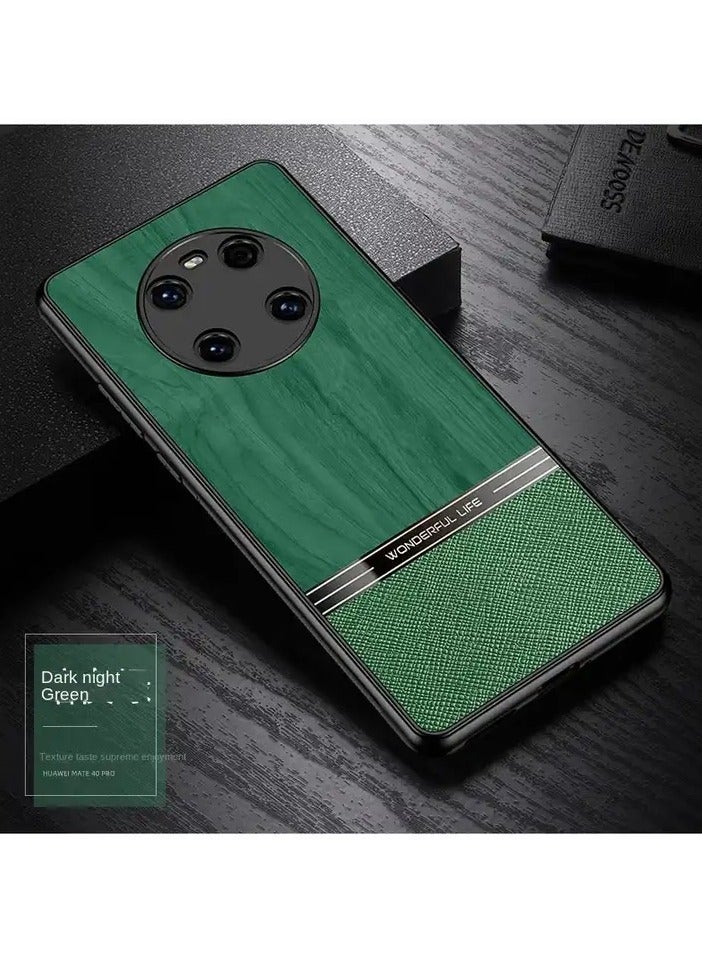 Elmo3ezz Shockproof Wood Grain Skin PU and TPU Shockproof Luxury Phone Case for Poco X4 Pro (Green) - Image 3