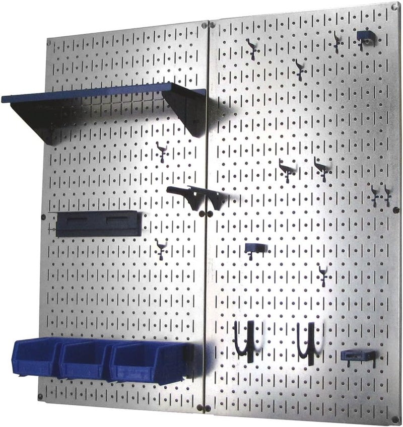 Wall Control Metal Pegboard Organizer Utility Tool Storage and Garage Pegboard Organizer Kit with Metallic Tool Board and Blue Accessories - Image 2