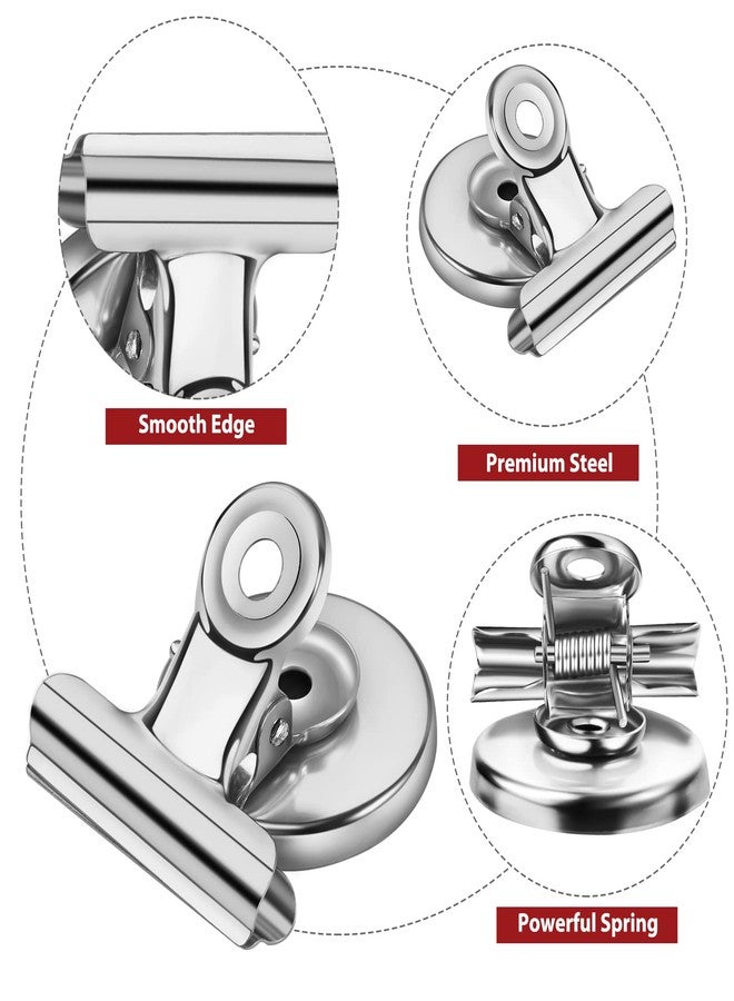 JTIEO 8 Pack Fridge Magnets Refrigerator Magnets Magnetic Clips Perfect for Refrigerator Whiteboard Magnets Photo Displays Home School Use Heavy Duty Magnetic Clips (Silver) - Image 2