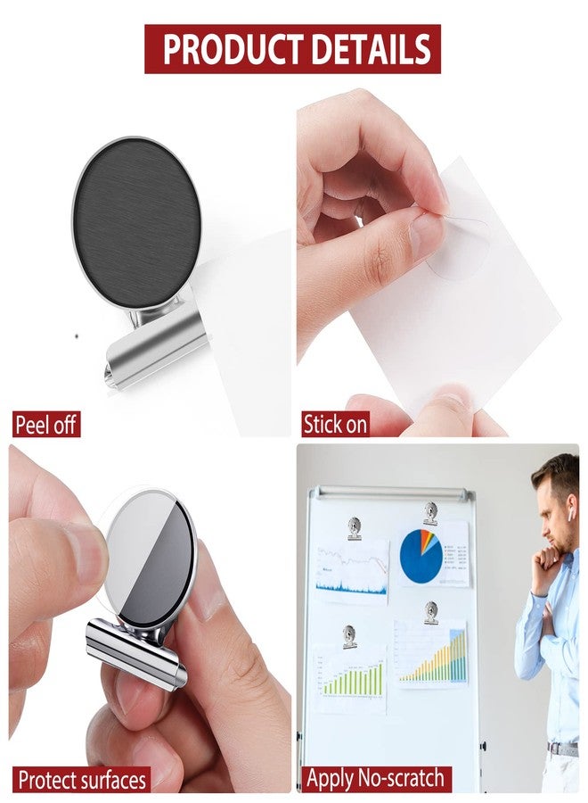 JTIEO 8 Pack Fridge Magnets Refrigerator Magnets Magnetic Clips Perfect for Refrigerator Whiteboard Magnets Photo Displays Home School Use Heavy Duty Magnetic Clips (Silver) - Image 4