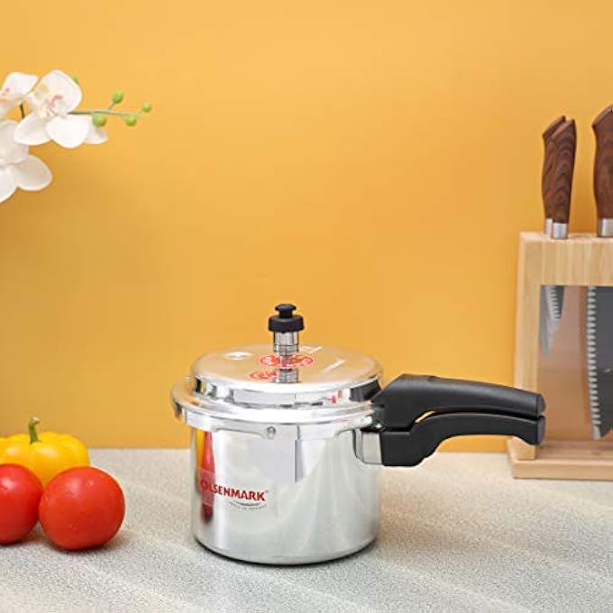 أولسنمارك قدر ضغط من الألومنيوم سعة 3 لتر، قاعدة حثية، ميزات أمان متعددة، وحدات تحكم، متوافق مع الحث بالغاز، مقابض متينة - Image 3