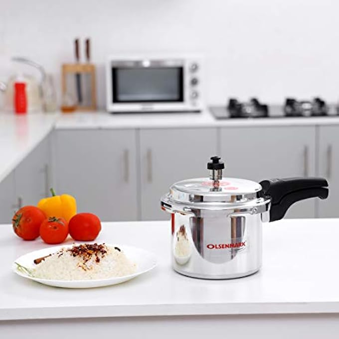 أولسنمارك قدر ضغط من الألومنيوم سعة 3 لتر، قاعدة حثية، ميزات أمان متعددة، وحدات تحكم، متوافق مع الحث بالغاز، مقابض متينة - Image 2