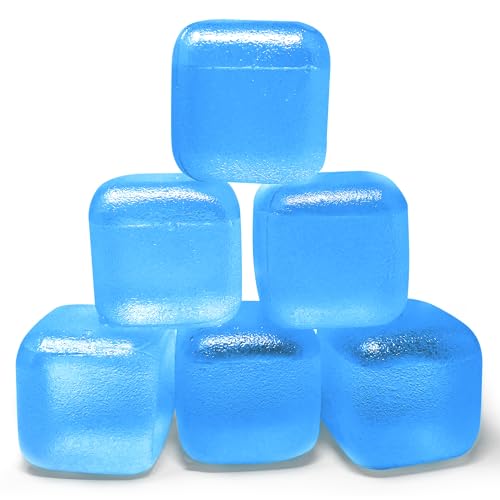 LEONNS Extra Large Reusable Ice Cubes (2.2" Sq.) 6-Pack - BPA Free Plastic - Great for Cryotherapy Machines, Cold Therapy Units, (Blue) - Image 1