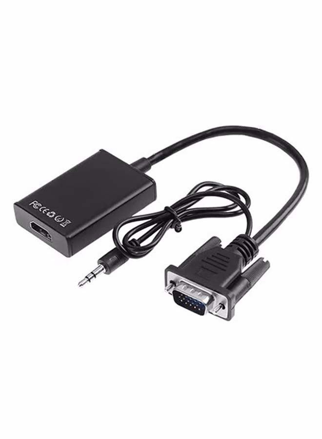 VGA To HDMI Converter Output 1080P HD With Audio Adapter Cable Black  - Image 2